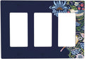 Decorative Outlet Covers Vintage Blue Morris Strawberry Thief Bird Flower 3 Gang Wall Plate Triple Rocker Light Switch Cover Plate Jumbo Electrical GFCI Faceplate