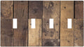 Cool Brown Wood Style Vintage Rustic Print Light Switch Covers Quad Toggle Electrical Faceplate 4 Gang Wall Plate Decorative Switch Plates for Farmhouse Home Decor