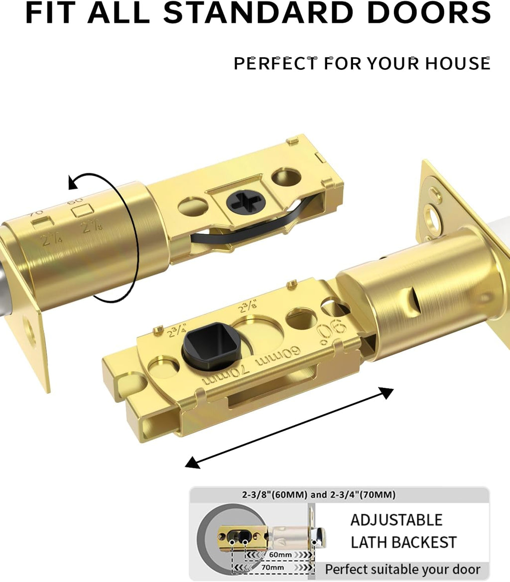 Asidrama Premium Gold Zinc-Alloy Front Door Lock Set: Double Cylinder Deadbolt, Heavy Duty Security Handleset for Left/Right Exterior Doors, Universal Entry Locks (1 Pack)