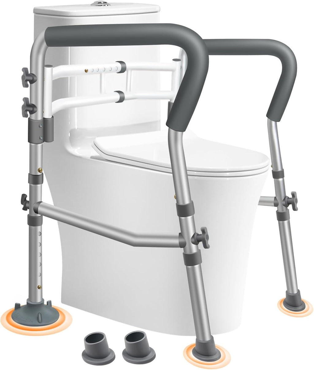 Toilet Safety Rails for Elderly, Adjustable Handicap Toilet Seat with Handles, Sturdy Toilet Support Frame with Arms for Seniors and Disabled