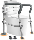 Toilet Safety Rails for Elderly, Adjustable Handicap Toilet Seat with Handles, Sturdy Toilet Support Frame with Arms for Seniors and Disabled