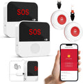 WiFi Rechargeable Smart Caregiver Pager System - Wireless Nurse Call Button with SOS Emergency Alert for Elderly, Patients, Disabled & Kids (2.4GHz WiFi Only, 2 Button + 2 Receiver)