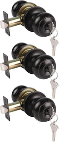 Gobrico Flat Ball Round Keyed-Alike Entry Knob for Exterior Door Oil Rubbed Bronze Finished 3Pack