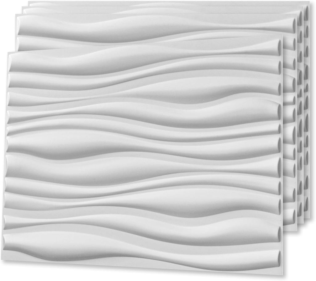 Art3d Decorative 3D Wall Panel, 32 Sq.FT PVC Interior Wall Decor for Living Room, Bedroom, Lobby, Office, Shopping Mall, White