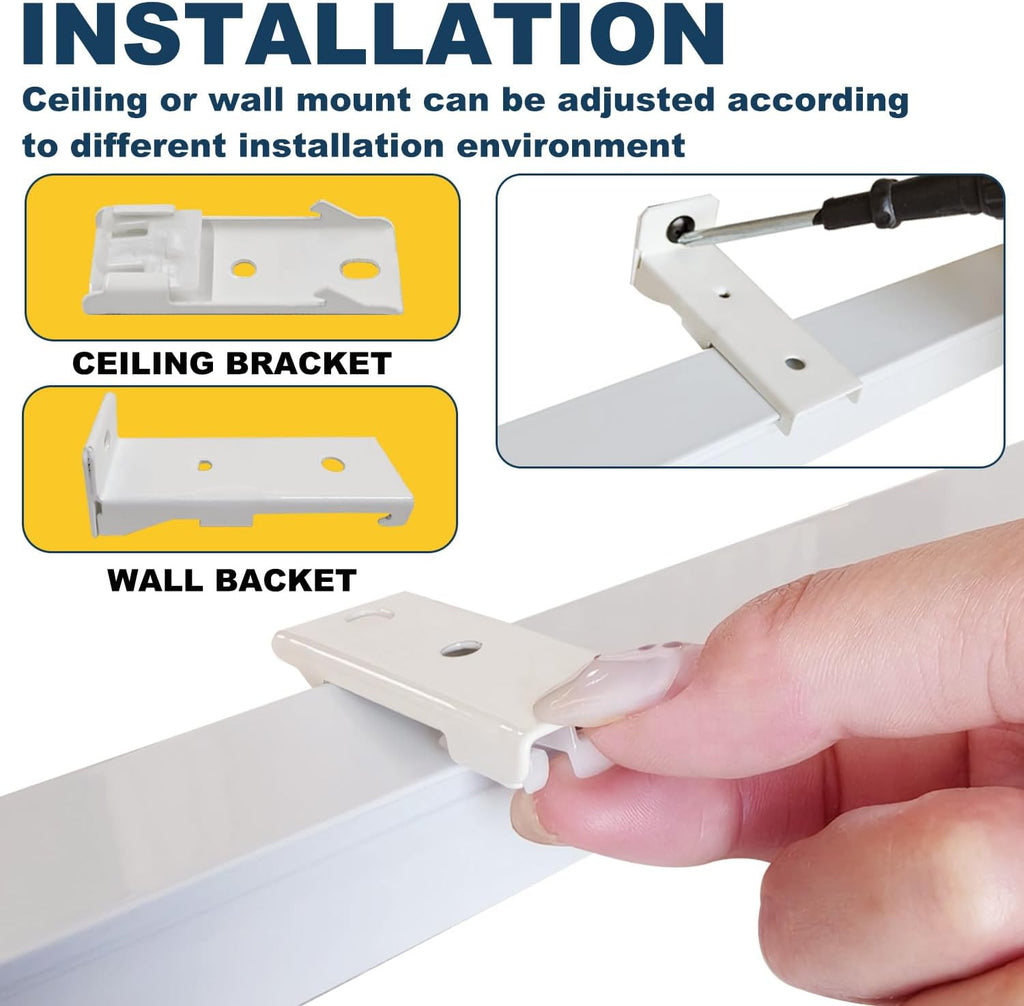 Retractable Curtain Track System, 6.9-8.5ft/82.7-102.4in Ceiling & Wall Mounting Aluminum Heavy Duty Track for Curtains with Silent Rollers, Adjustable Rod Rail for Room Divider/Shower/Living Room