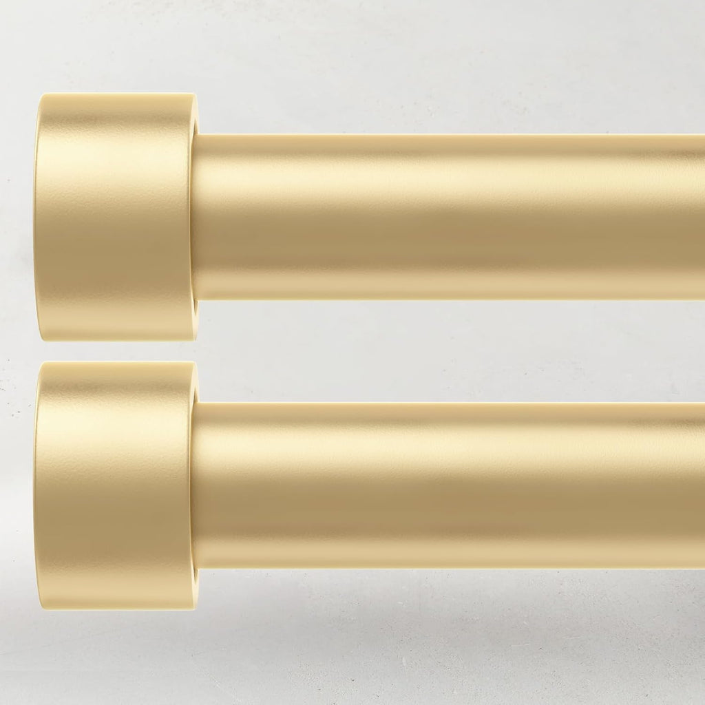 2 Pack Curtain Rods for Windows 28 to 48 Inch(2.3-4ft), 1 Inch Gold Curtain Rods Set, Adjustable Heavy Duty Curtain Rod for Patio Bedroom Living Room, Modern Drapery Rods, Size 32"- 60"