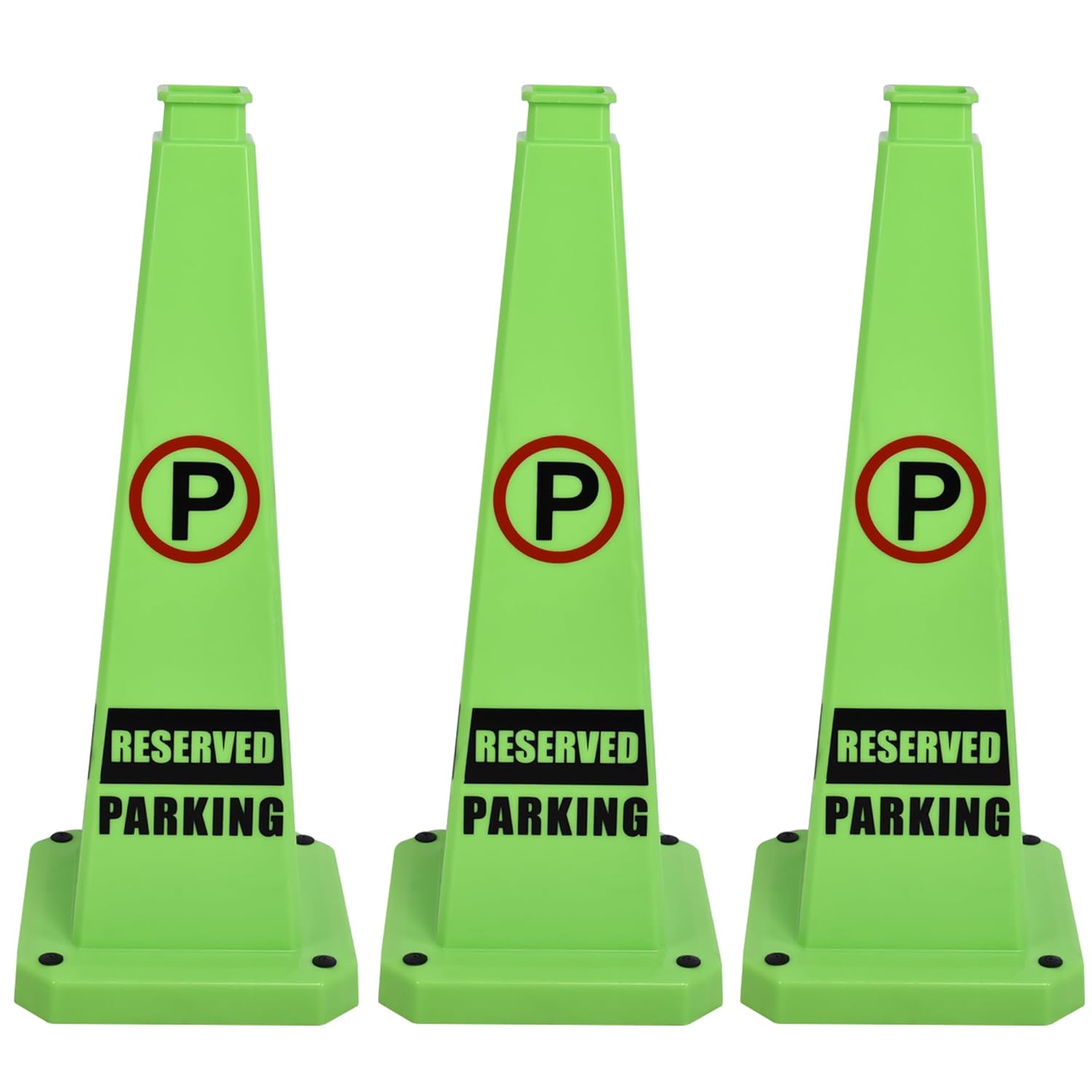 OrangeStar 3-Pack 28" Reserved Parking Cones, Large 4-Sided Message Safety Traffic Cones with Heavy Rubber Base for Indoor Outdoor Use, Parking Lot Control, Driveway Barriers