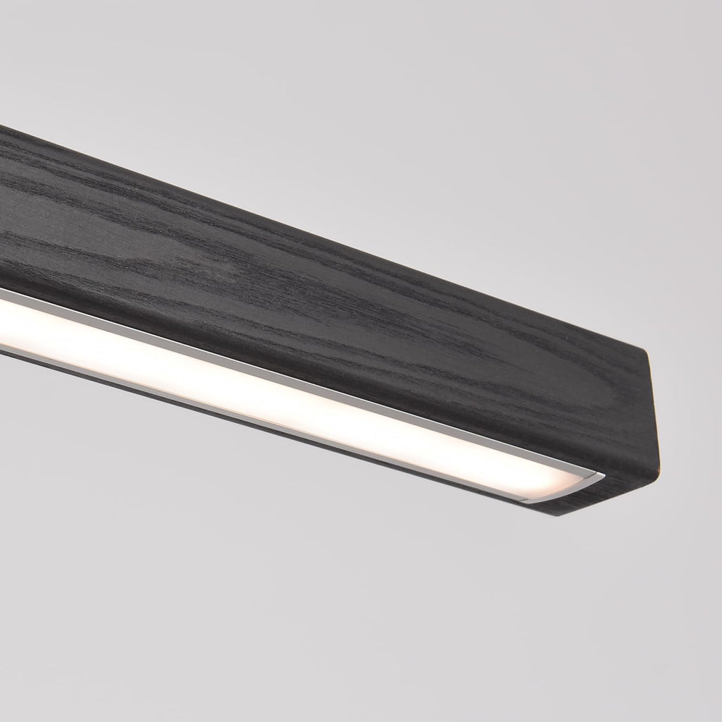 47" Black Linear Pendant Light Wooden Led Linear Pendant Light Fixtures Ceiling Hanging Dimmable Pendant Lights for Dining Room Kitchen Island Pool Table Lights Black Wood Finish