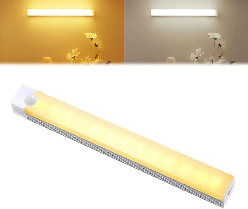 Punch-Free Smart Sensor Magnetic Rechargeable Led Lights, Sensor Magnetic Rechargeable Led Lights, Under Cabinet Lights, for Stairs,Wardrobe,Cabinet (Warm Light, 50cm/19.6in)