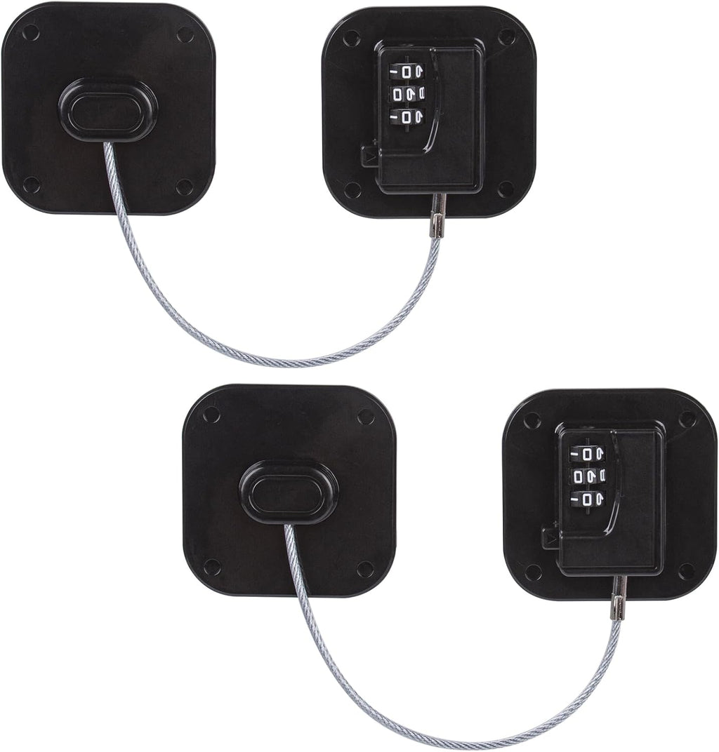 Fridge Locks, 2 Pack Refrigerator Locks with Combination, Refrigerator Lock with Adhesive, Cabinet Lock with Code for Child Safety, Freezer Cabinet Pantry Drawer Latch to Keep Door Closed, Black