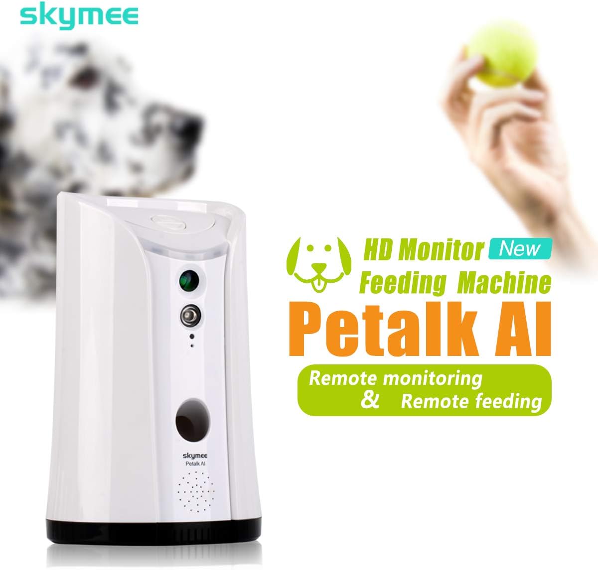SM-02 Dog Camera Treat Dispenser, Remote Pet Camera with Two-Way Audio and Night Vision Remote via APP, Compatible with Alexa
