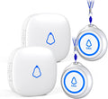 Caregiver Pager, METAK Wireless Call Button for Elderly/Senior at Home, 2 Receivers + 2 SOS Buttons, Emergency Panic Call Bell, Medical Life Alert Necklace System for Patients, Disabled, Nurses