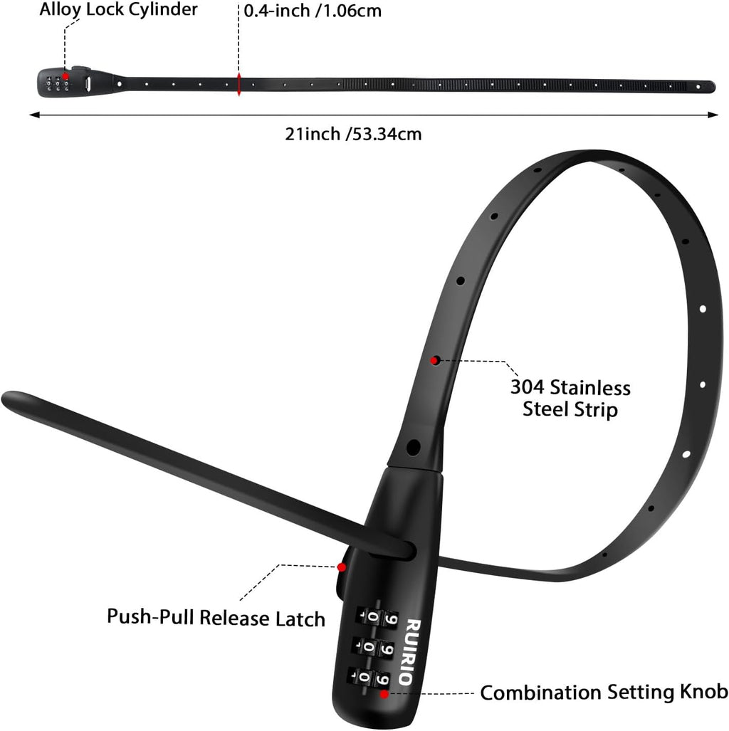 Zip Tie Lock Adjustable Cable Lock for Kids Bike, Helmet, Fridge, Scooter, Cabinets, Drawers, Suitable for Adult, Child. 3 Pack (Black)
