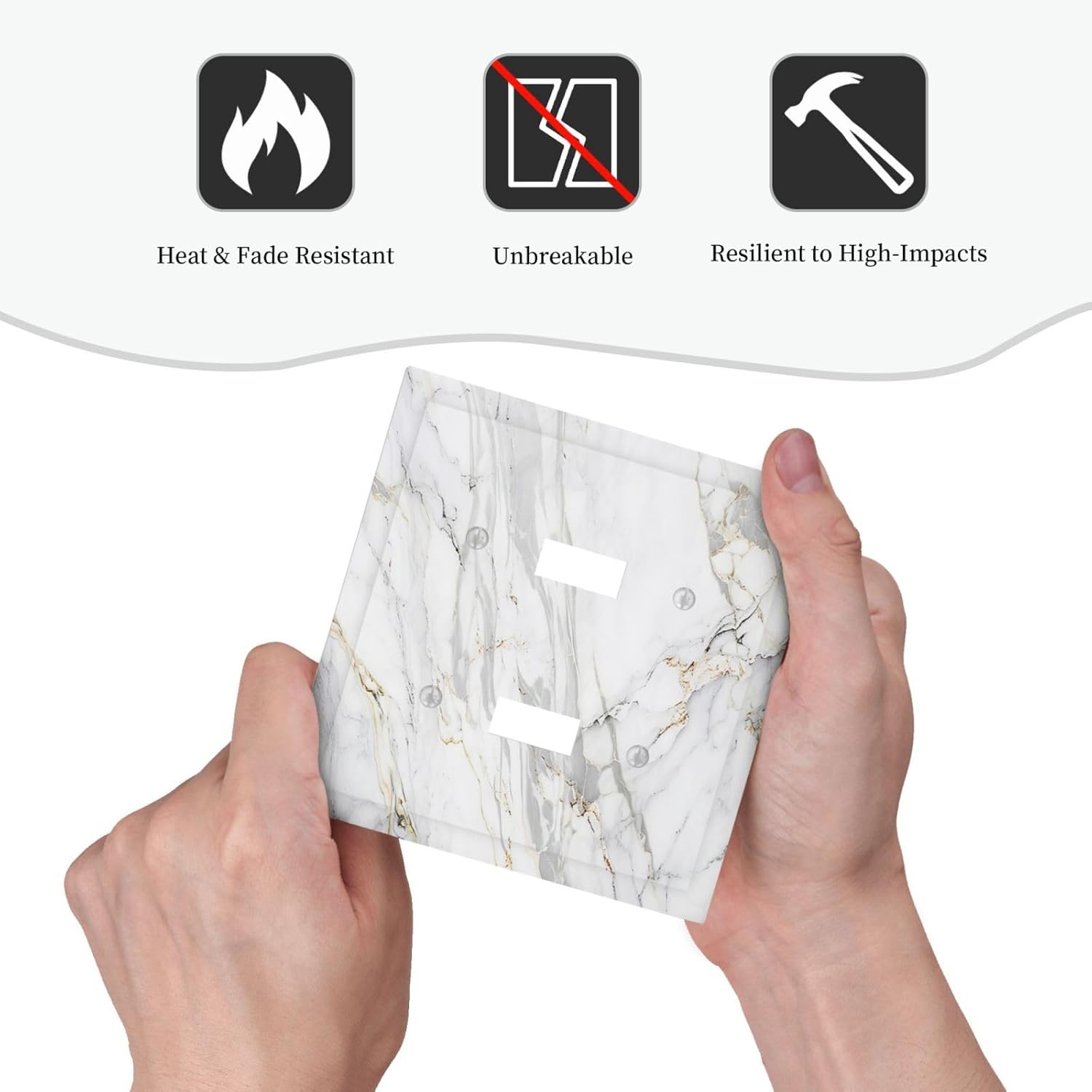 Decorative Switch Plate Covers Gray Gold Marble Abstract Modern Luxury 2 Gang Double Toggle Light Switch Cover Plate Electrical Wall Plate Outlet Cover for Bedroom Home Decor