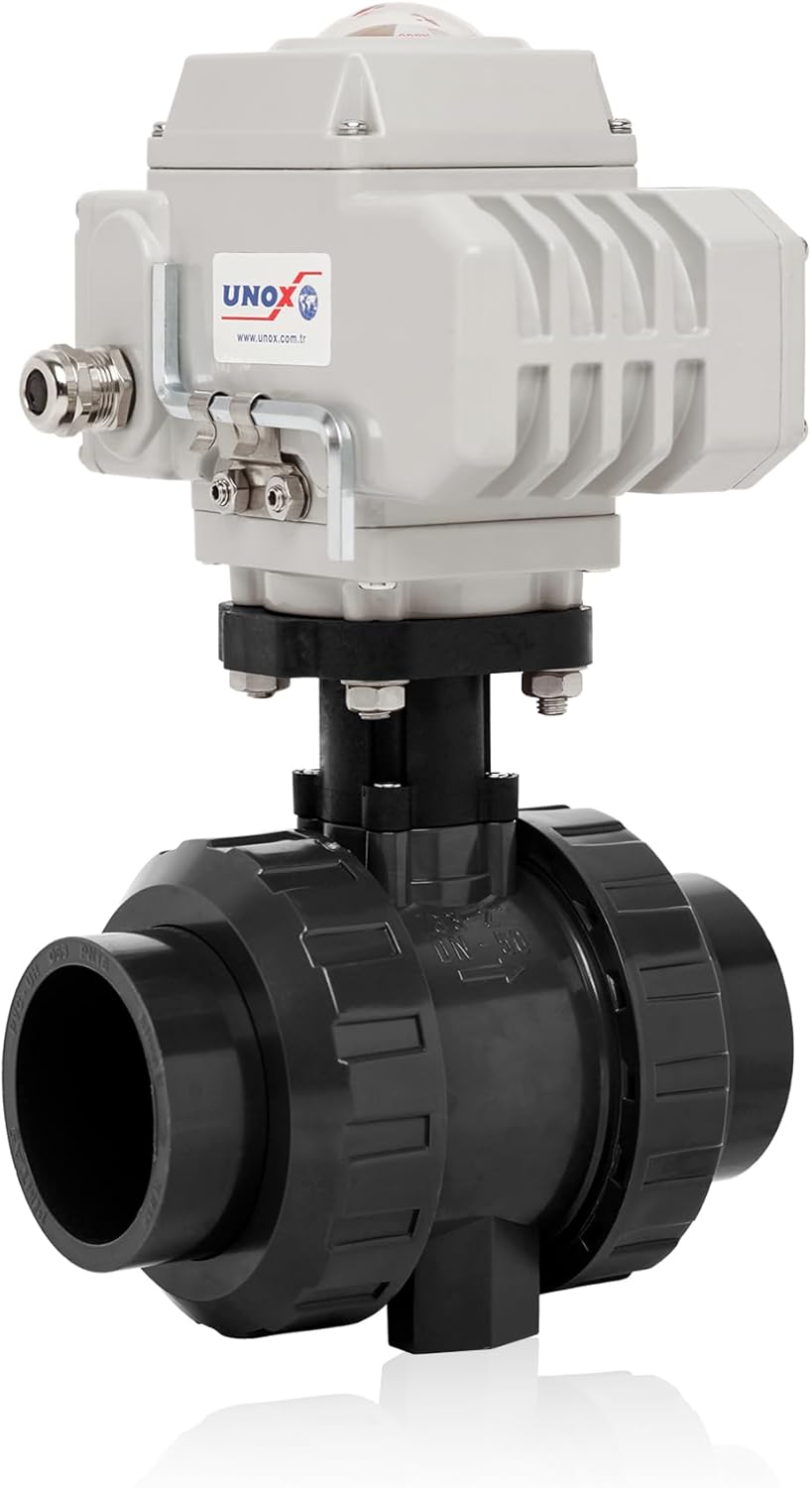 Unox 110V AC Electric Actuated Ø40 (1 1/4") U-PVC Ball Valve, Motorized Ball Valve For Water - PN16