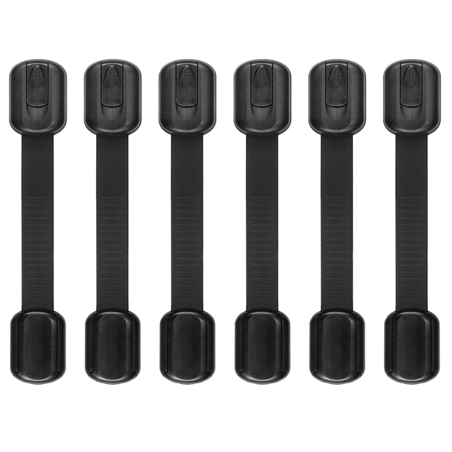 Child Safety Strap Locks (6 Packs) Baby Lock for Drawers, Refrigerators, Dishwashers, Toilet Seats, Cabinets, Ovens, Trash Cans, etc. Easy to Install, No Drilling Required, 3M Adhesive Pads (Black)