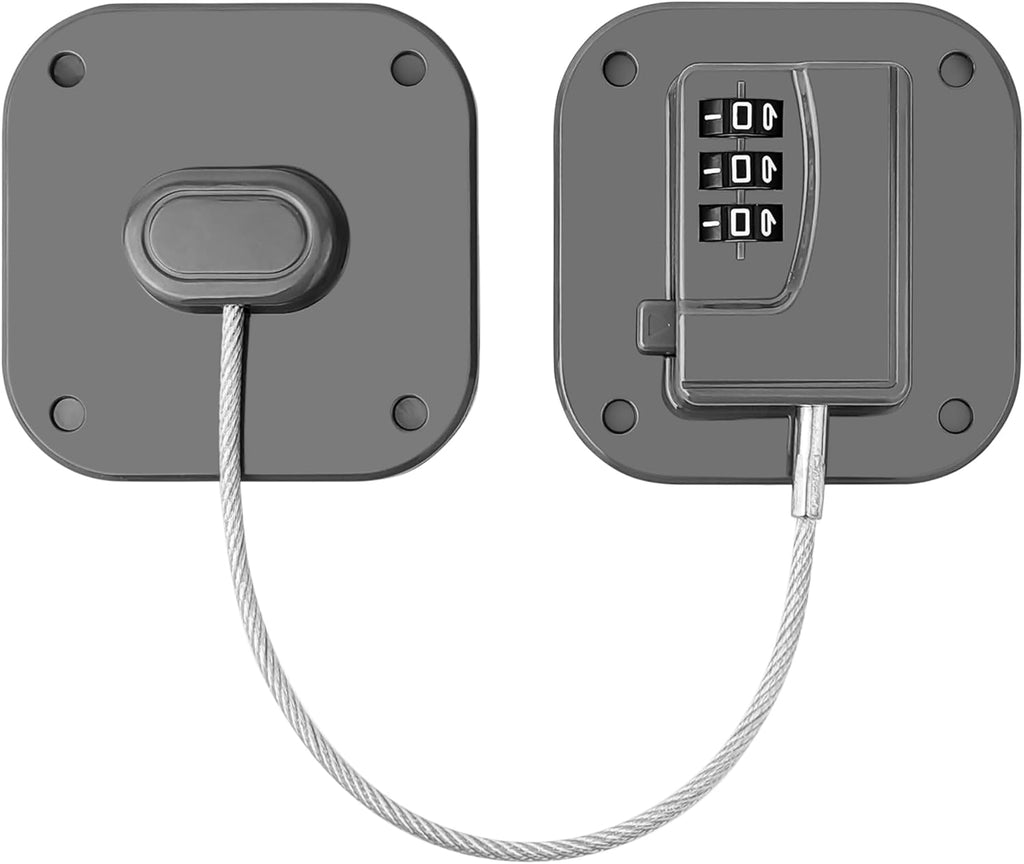 Refrigerator Lock - Heavy Duty Fridge & Freezer Safety Latch for Babies & Toddlers, Easy Install Kitchen Cabinet Lock (Grey, 1)