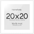 Homeforia 20x20 Picture Frame White, High End Metal 20x20 Square Poster Frame Matted to 16x16 Print, 20 x 20 White Frames with Mat 16 x 16 Photo, 20by20 Thin Frames, Tempered Glass, Wall Kit, Set of 1