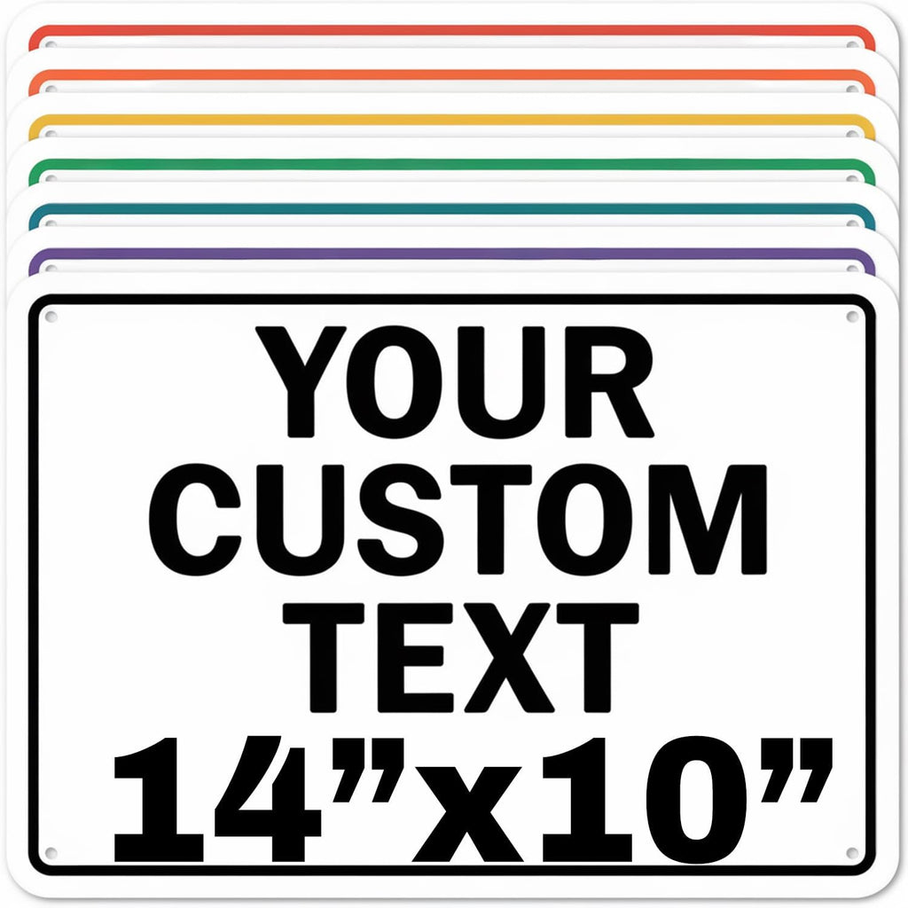 Custom Aluminum Signs – Personalized Weatherproof Metal Signs for Indoor & Outdoor Use – Multiple Sizes – Add Text/Logo – Optional Reflective & Double-Sided Printing – for Home, Business, Hazard, Garden, Door & Commercial Use (Rectangle 2, 14x10inch)