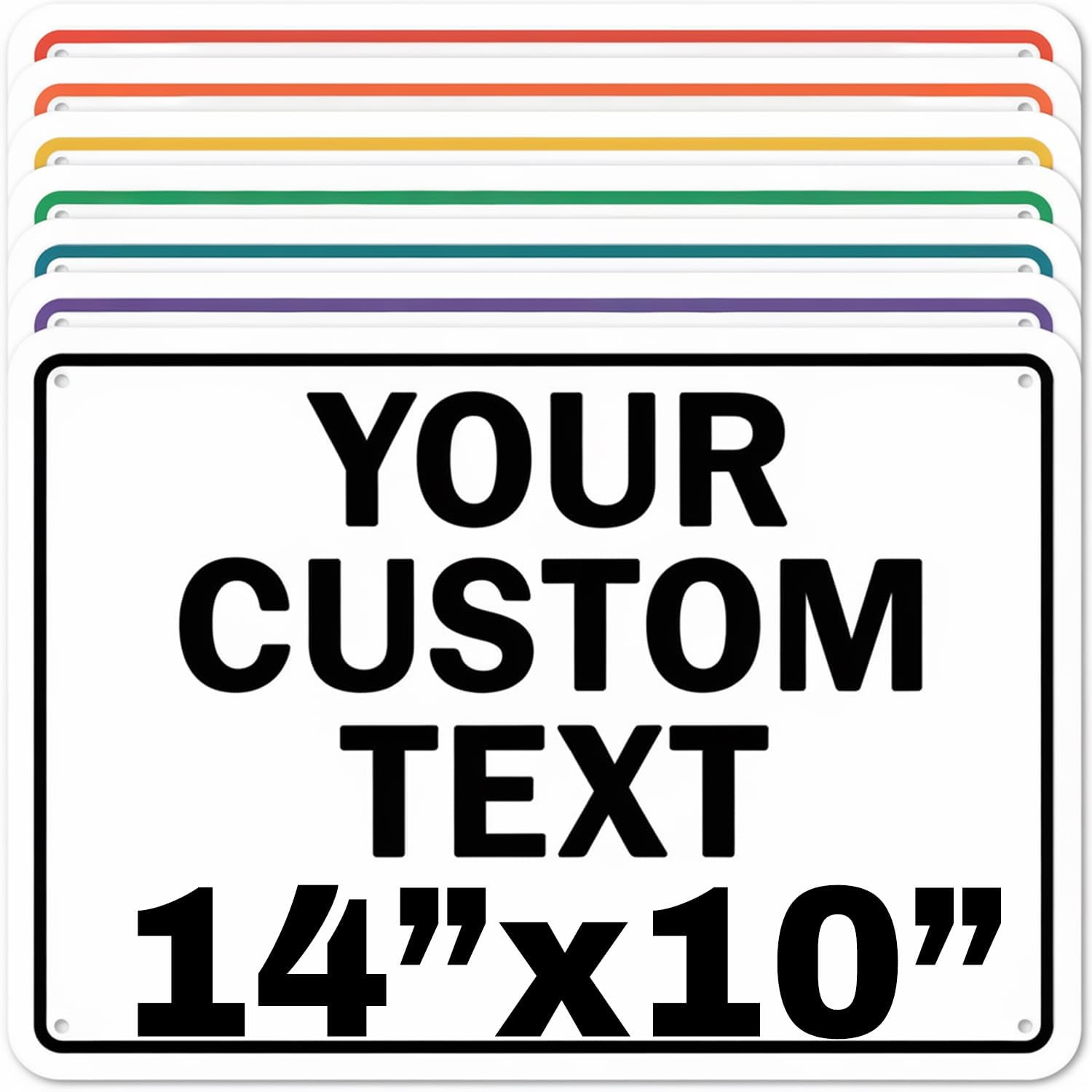 Custom Aluminum Signs – Personalized Weatherproof Metal Signs for Indoor & Outdoor Use – Multiple Sizes – Add Text/Logo – Optional Reflective & Double-Sided Printing – for Home, Business, Hazard, Garden, Door & Commercial Use (Rectangle 2, 14x10inch)