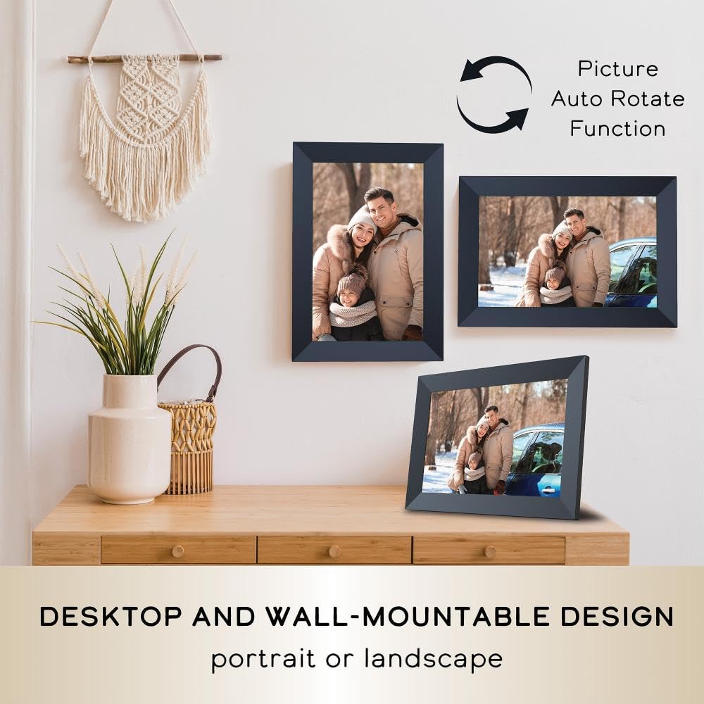 IMPECCA 10.1” Wi Fi Digital Picture Frame, Touch ScreenSmart Picture Frame, 32GB Storage up-to 50,000 Photos, Auto-Rotate, Slideshow, HD 1280x800 IPS Share via Frameo APP