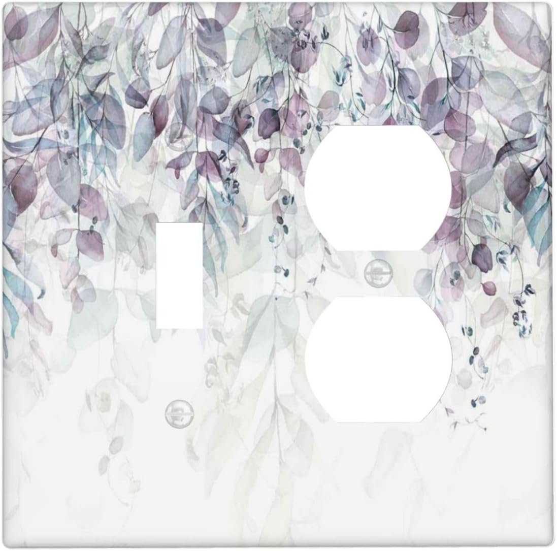 Hazy Leaves Ivy Nature Plants Eucalyptus Leave Wallplates 1 Toggle 1 Duplex Switch Plate Electrical GFCI Faceplate Decorative Light Switch Covers for Bedroom Home Decor
