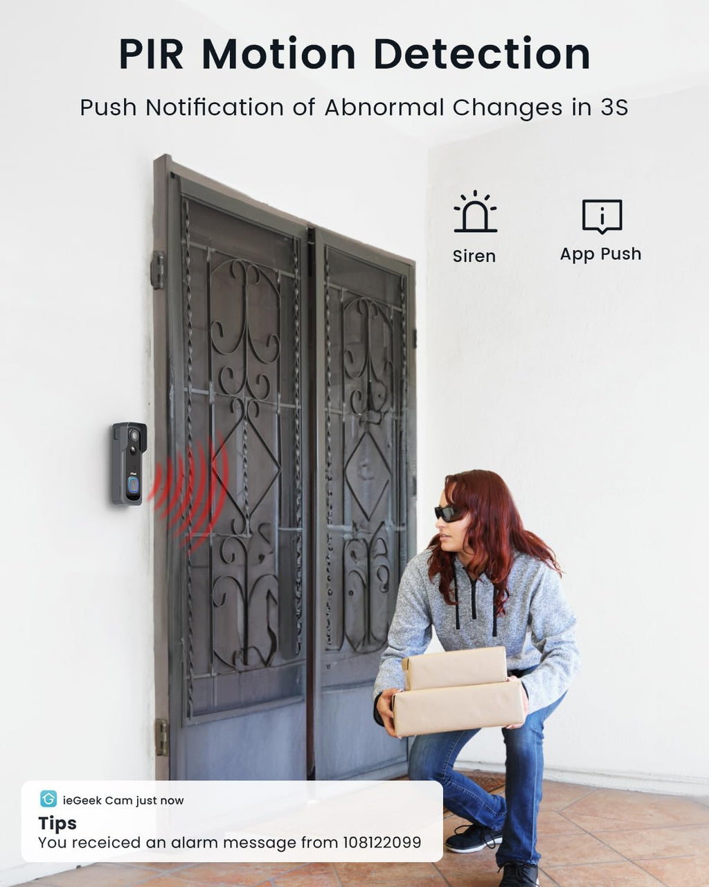 ieGeek 2K Wireless Doorbell Camera No Subscription with 145° Adjustable Angle Mount, Smart Video Doorbell with Chime, Motion Detection, 2-Way Talk Voice Changer, Works with Alexa, Only 2.4Ghz WiFi