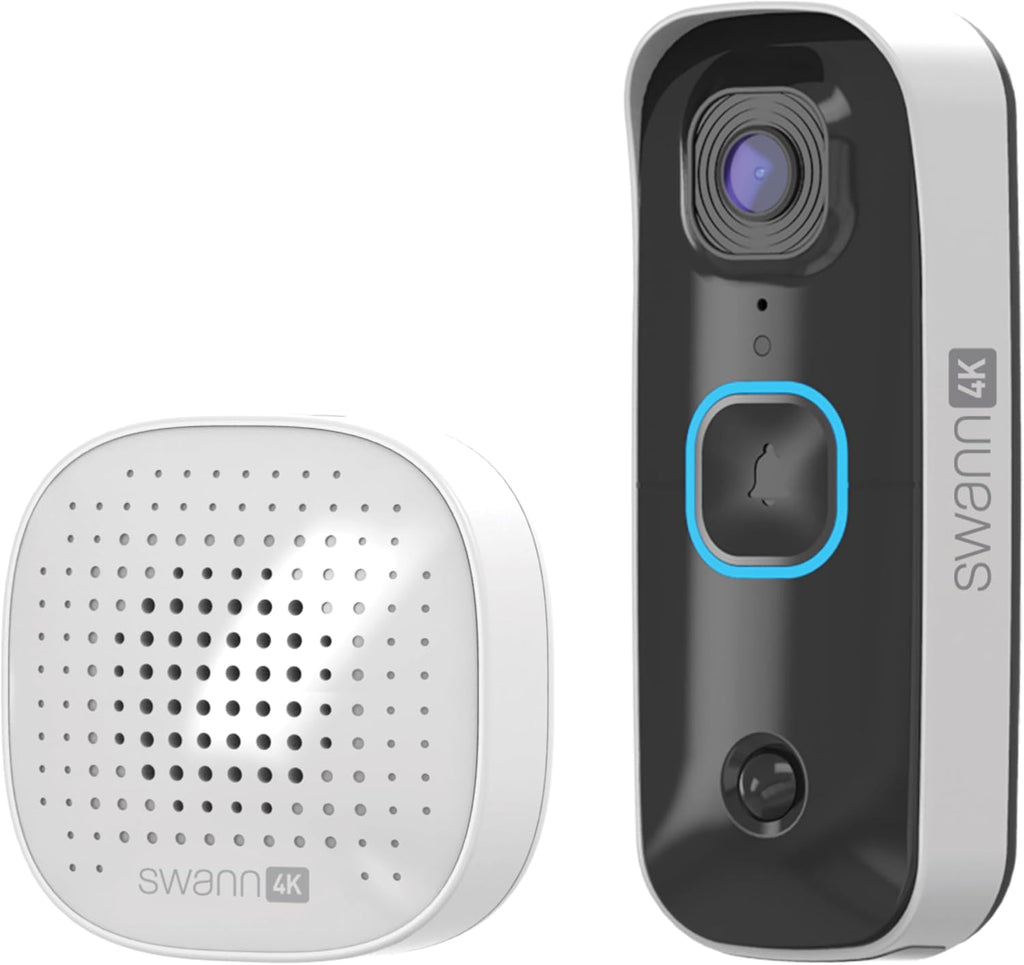 Swann Buddy4K UHD Wireless Video Doorbell & Chime | No Monthly Fee | Ultra-Wide 165° View | Smart Analytics | 2-Way Audio | Night Vision | Easy Installation | Indoor & Outdoor Surveillance | 4KBUDDY