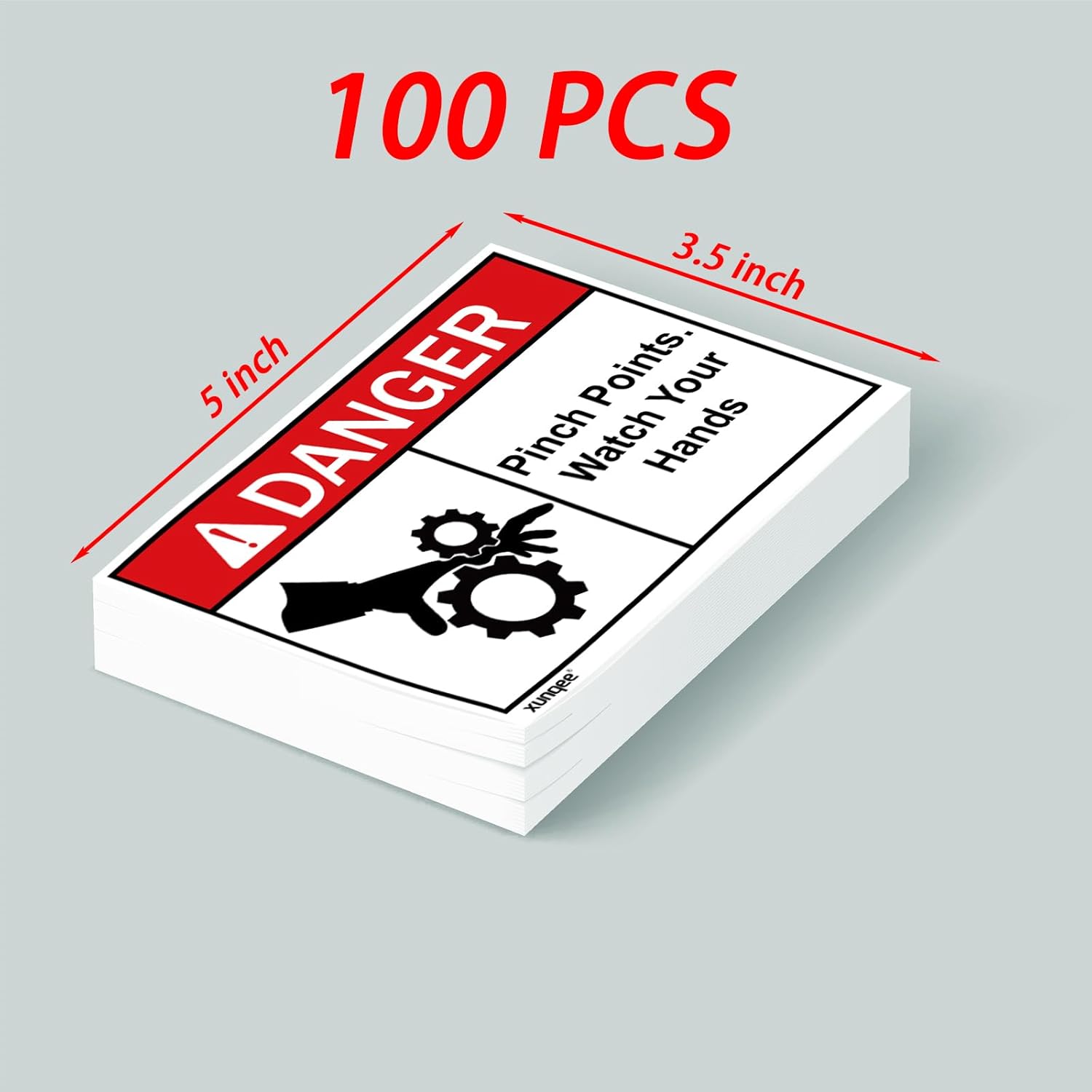 Pinch Points Danger Labels, OSHA Safety Signs, Vinyl Material, 3.5 x 5 Inch, 100 Pack, Industrial Warning Labels for Warehouse, Machine and Equipment