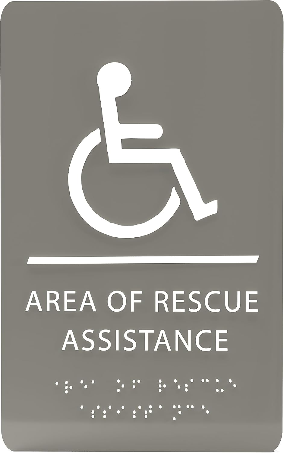 6" X9" Area of Rescue Assistance Sign - ADA Compliant Tactile Graphics Grade 2 Braille Text Signs| Sign for Shopping Malls, Offices, Hotels, Schools, Apartments, and Restaurants