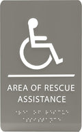 6" X9" Area of Rescue Assistance Sign - ADA Compliant Tactile Graphics Grade 2 Braille Text Signs| Sign for Shopping Malls, Offices, Hotels, Schools, Apartments, and Restaurants