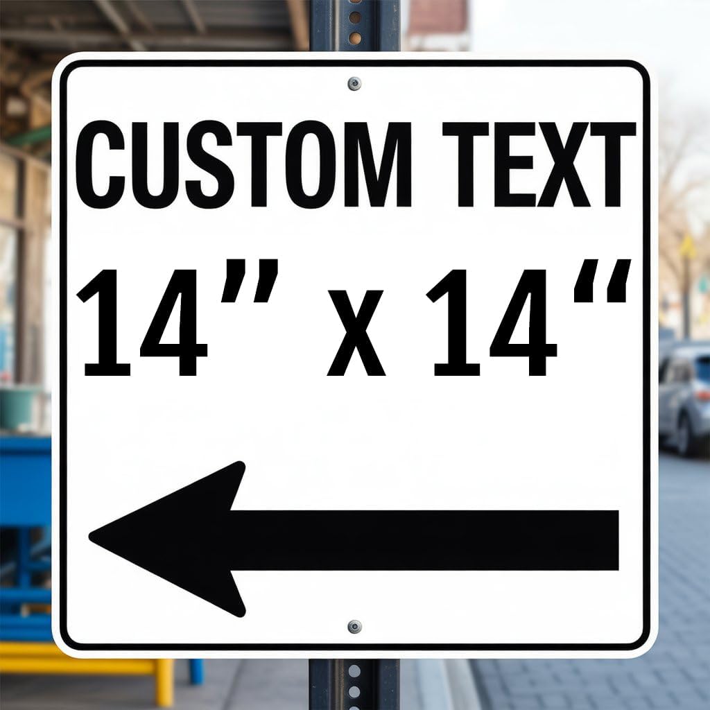 Custom Metal Left or Right Arrow Sign – 14x14 Inches Rust Free .040 Aluminum, Fade Resistant, Personalized Outdoor Sign for Business Workplace Office Home