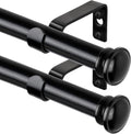 TONIAL 2 Pack Curtain Rods for Windows 48 to 84 Inch, Telescoping Splicing 3/4 Inch Single Rods for Windows Decorative Drapery Rod 32 to 86 with Small Finial, Black