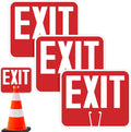 Geetery 3 Pcs Exit Traffic Cone Signs, Double Sided Printing, 10" x 13" Warning White and Exit Red Background Road Cone Top Signs