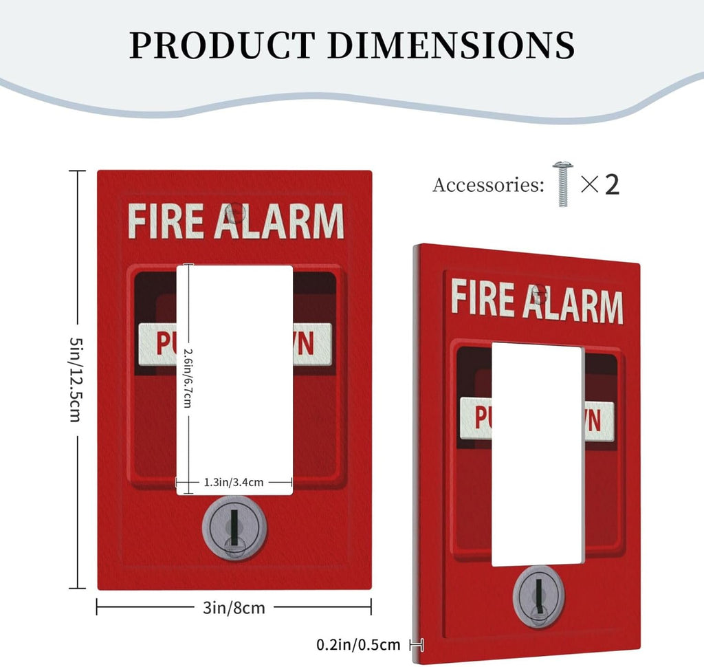 Decorative Outlet Covers Red Fire Alarm Novelty 1 Gang Single Decora GFCI Device Light Switch Covers Plate 1 Rocker Wall Plate Jumbo Switch Cover Plate for Bedroom Bathroom Decor