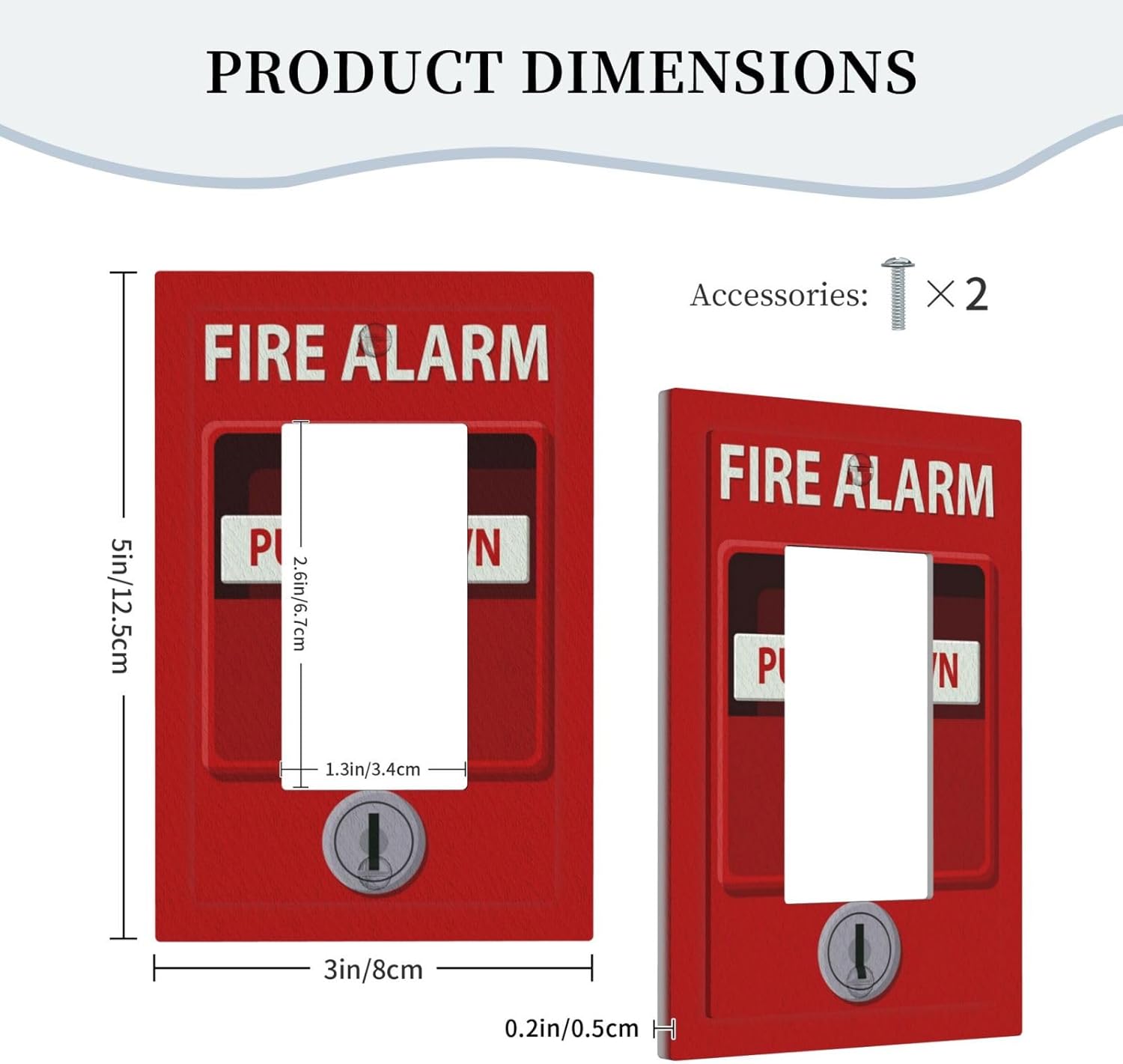 Decorative Outlet Covers Red Fire Alarm Novelty 1 Gang Single Decora GFCI Device Light Switch Covers Plate 1 Rocker Wall Plate Jumbo Switch Cover Plate for Bedroom Bathroom Decor