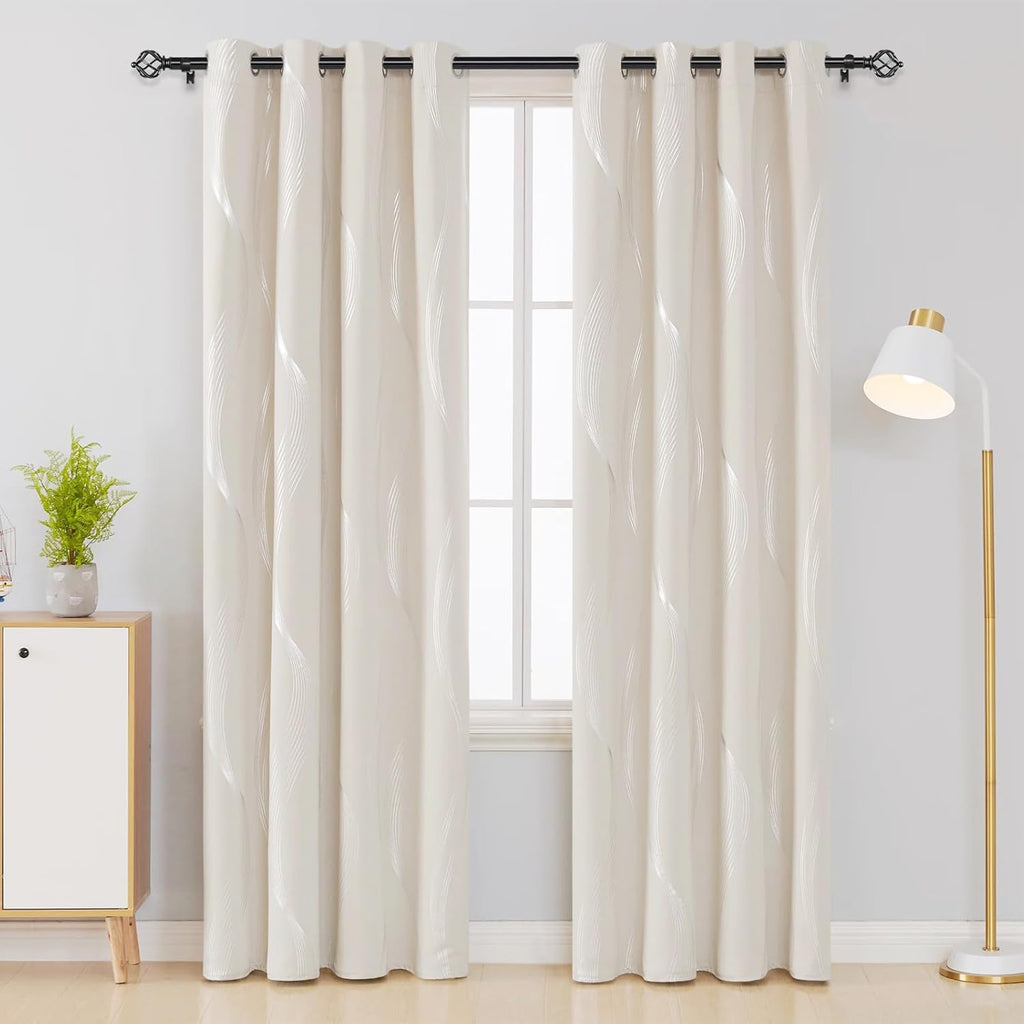 KAMANINA 2 Pack Curtain Rods 32 to 86 Inches (2.6-7.1ft), 3/4 Inch Black Curtain Rods for Windows Splicing Adjustable Single Drapery Rod with Twisted Cage Finial, for Indoor and Outdoor