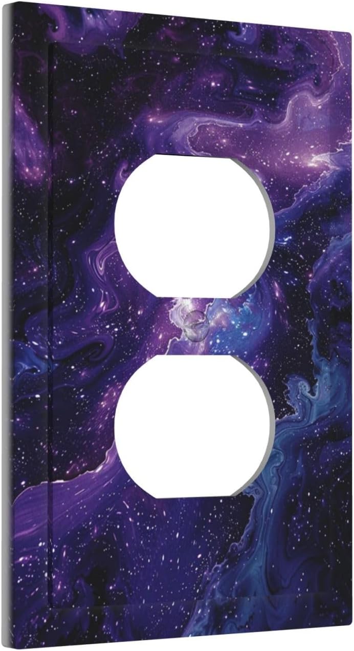 Decorative Outlet Covers Galaxy Universe Outer Space Marble Texture 1 Gang Duplex Light Switch Cover Plate Unique Wall Plate Electrical Switch Plate Covers for Bedroom Home Decor