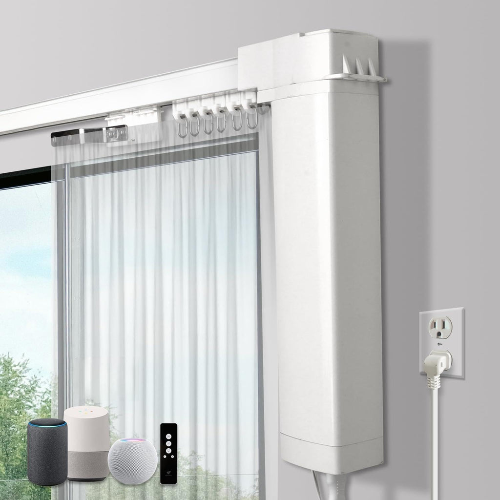 SmartWings Automatic Curtain Opener, Motorized Vertical Blinds with Remote, Electric Closet Doors Sliding Panels Compatible with Alexa Google Homekit, Curtain Track Rod Kit