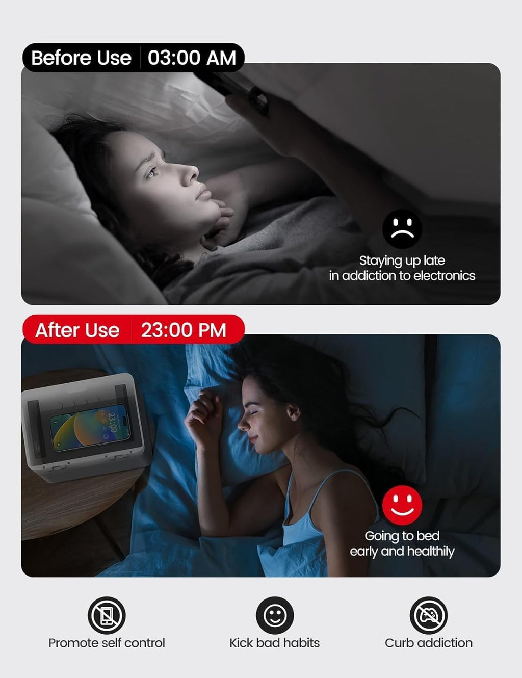 Vaydeer Metal Time Lock Box, Phone Locked box with Timer, Locking Safe Storage, Self-Control Locker with USB C Charge, Child Lock, Smart Timed Release Jail for Phone/Remote/Medicine/Snack