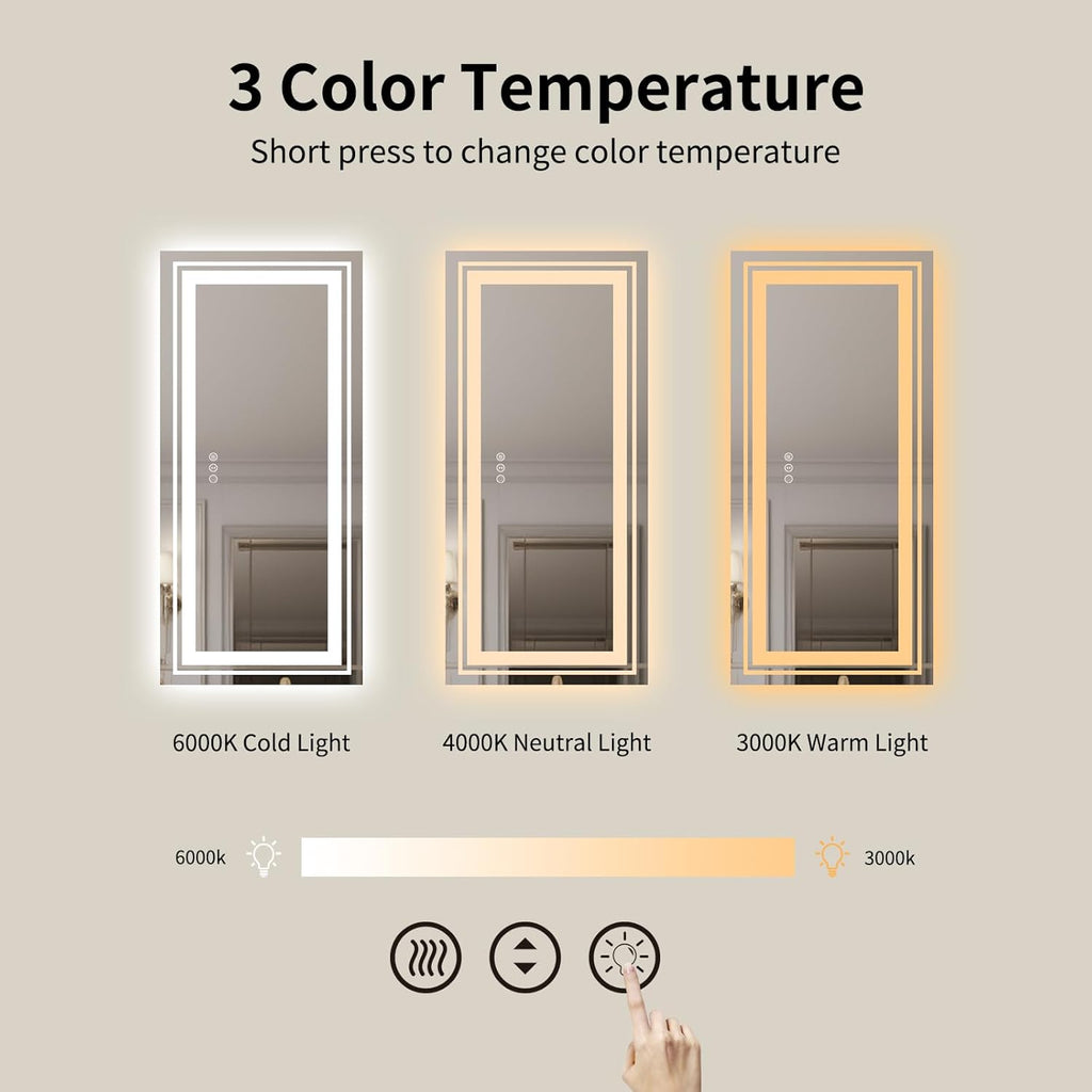WTTY 96"x36" LED Bathroom Mirror with Lights, Large Dimmable LED Wall Mirrors, Backlit + Front Lit, Lighted Bathroom Vanity Mirror for Wall, Anti-Fog, Memory Function, Shatter-Proof, ETL Listed