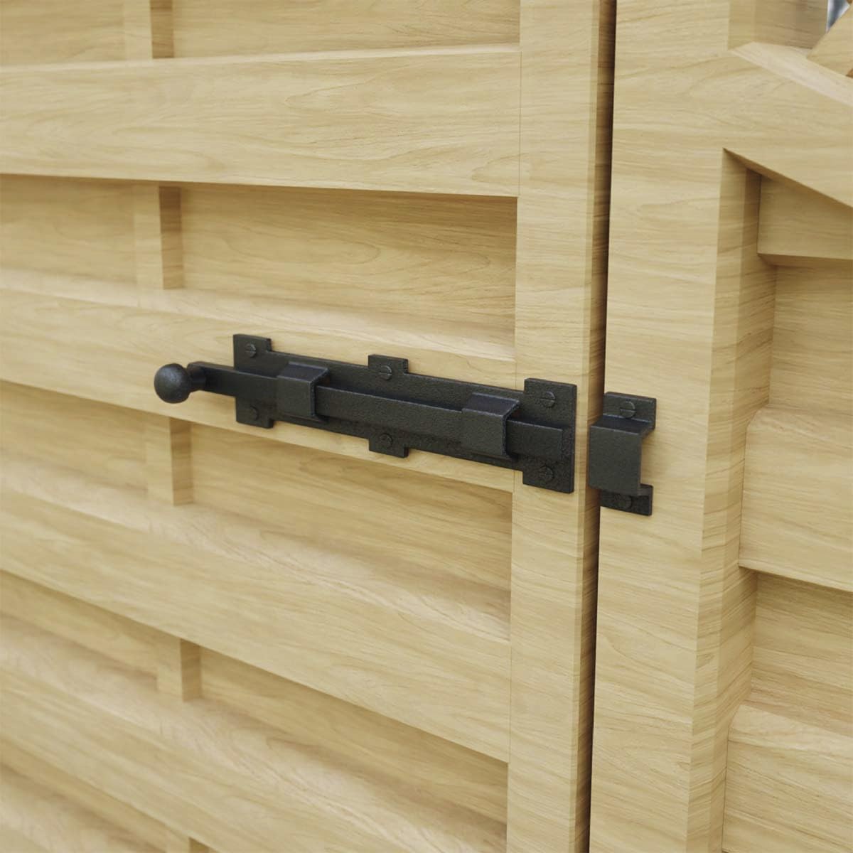 Renovators Supply Manufacturing Slide Bolt Latch 8 3/4 in. Black Wrought Iron Ball Tip Style Slide Bolt with Mounting Hardware