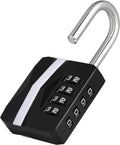 ZHEGE Combination Lock for Locker, [2023 Upgraded] Heavy Duty Weatherproof Padlock Combination 4 Digit for Outdoor Fence Shed Gate, White Number Lock for Gym Locker, School Lock, Toolbox (Black)