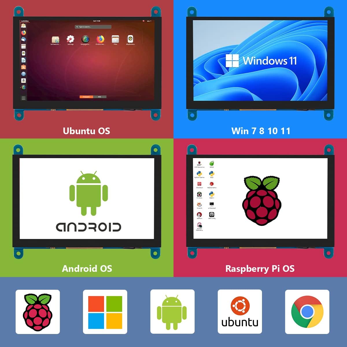 5 Inch IPS LCD Touch Screen Display Panel 800×480 Capacitive Screen HDMI Monitor for Raspberry Pi 5/4/3, BB Black, Windows 10 8 7