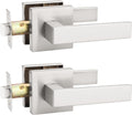 KNOBWELL 2 Pack Brushed Nickel Door Handle, Passage Door Knob Interior Closet Door Handle Without Lock and Key, Reversible for Left and Right(No Lock)