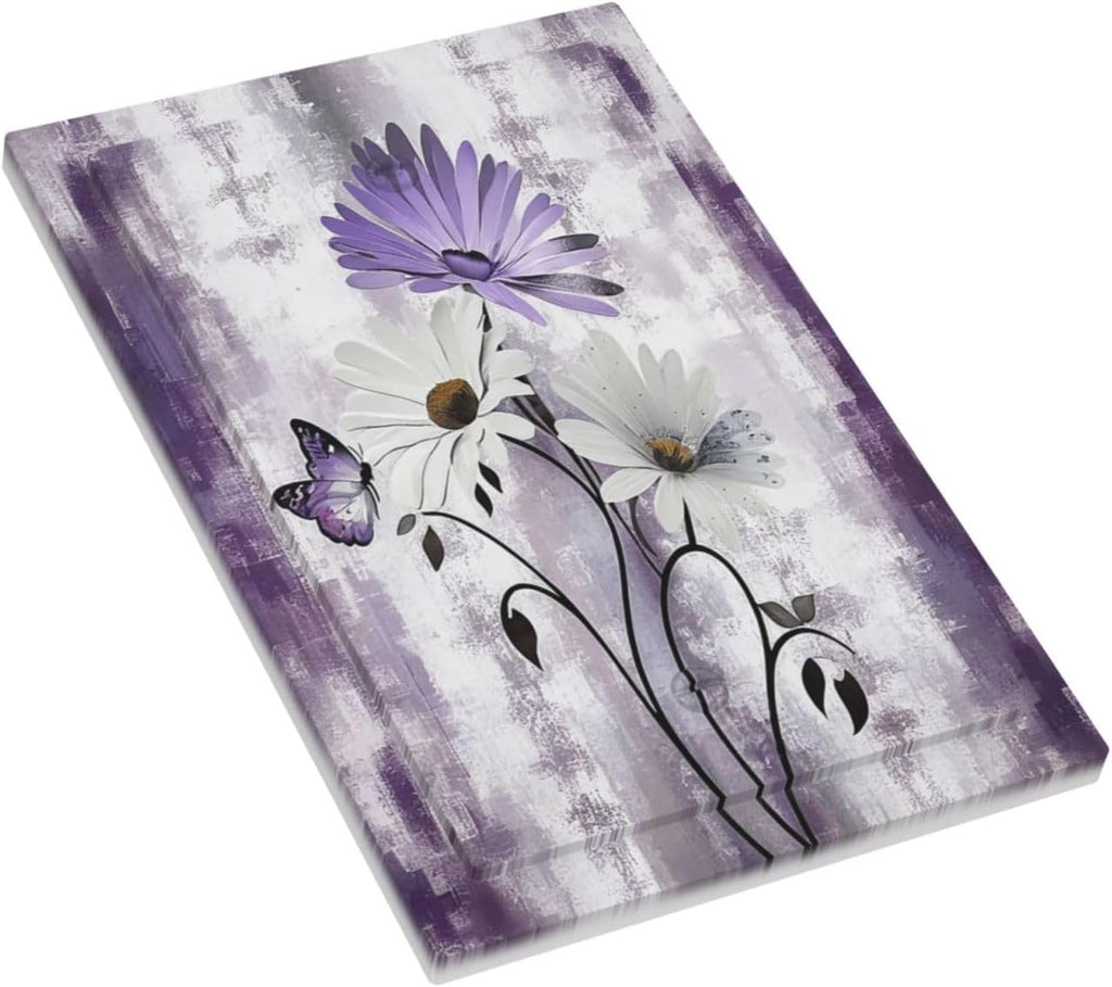 Purple Daisy White Floral Butterfly Flowers 1-Gang No Device Blank Wallplate Electrical Light Switch Covers Decorative Receptacle Face Plate Cover for Bathroom 5 X 3 IN