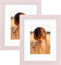 Golden State Art, 8x10 Picture Frame with Mat for 5x7 Photo - High Definition Glass Wall Mounting or Tabletop Display (Pink, 2 Pack)