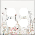 Floral Watercolor Wildflower Dandelion Plant Outlet Covers 2 Gang Double Duplex Decorative Light Switch Covers Electrical Wallplates Socket Faceplate for Farmhouse Bed Room Decor