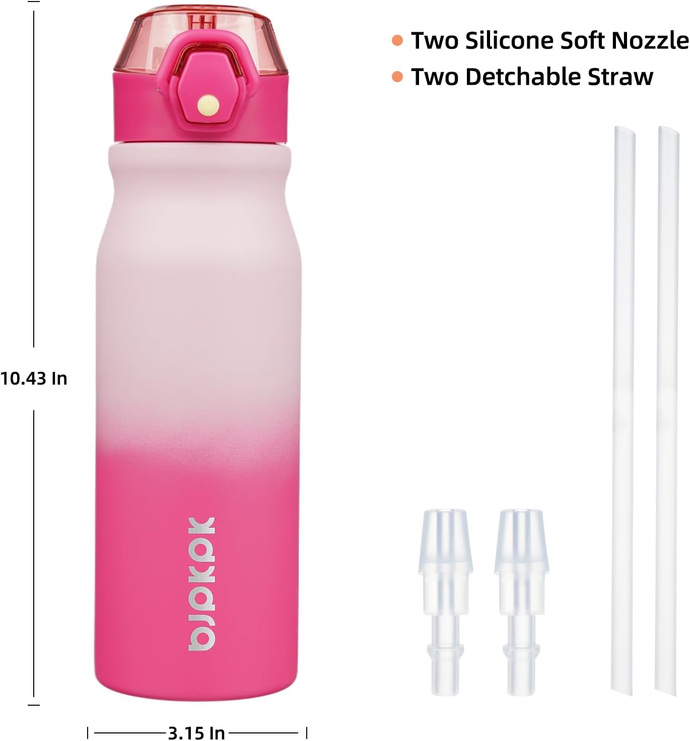 BJPKPK Insulated Water Bottle 25oz Stainless Steel Water Bottles with Straw and Carry Handle Double Wall Metal Thermal Flask
