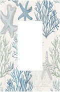 Decorative Outlet Covers Ocean Beach Theme Starfish Seashell Coral 1 Gang Single Rocker Light Switch Cover Plate Wall Plates Gfci Faceplate For Bathroom Kids Room Decor